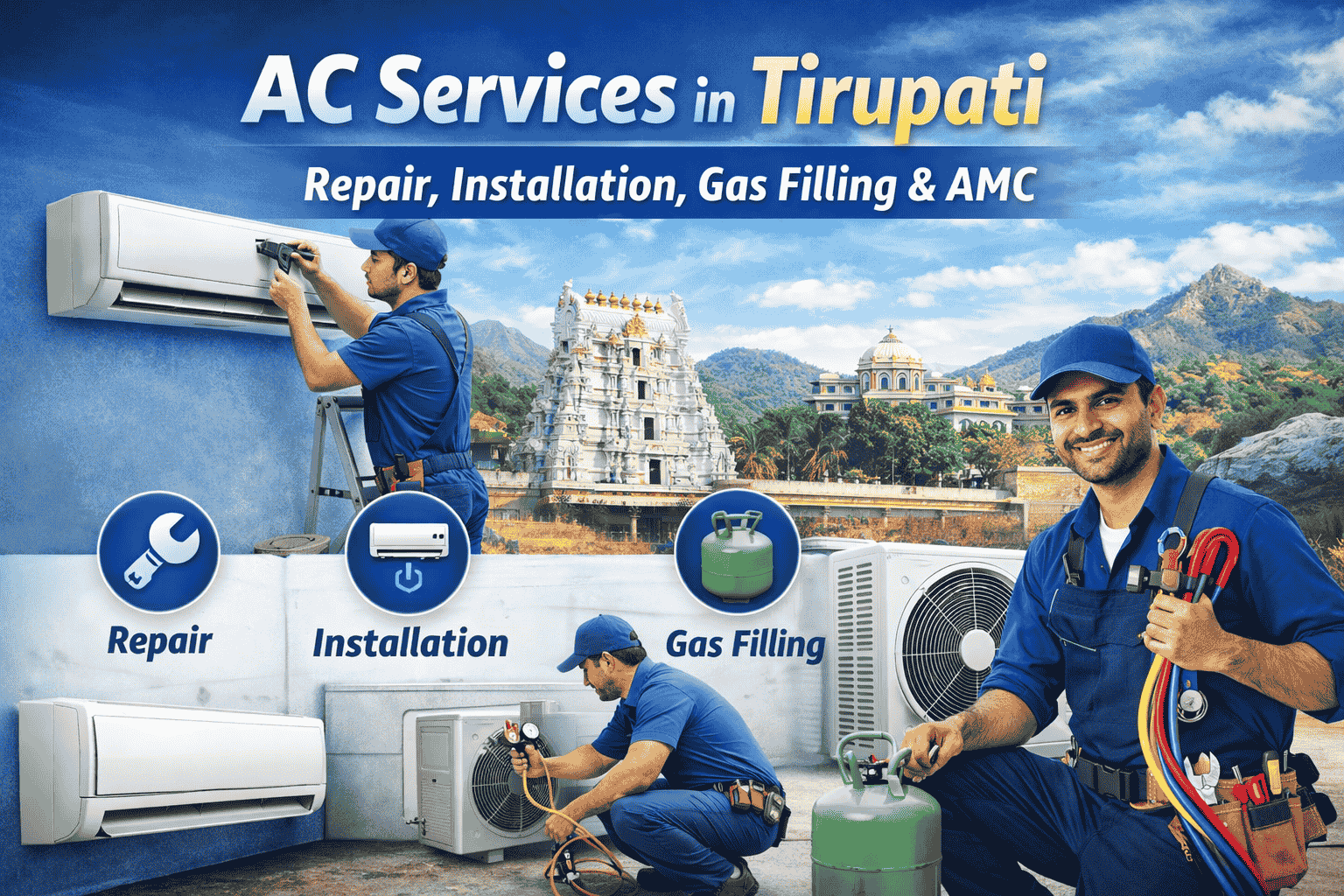 Cooltec — AC services in Tirupati: installation, repair, cleaning, gas filling and AMC